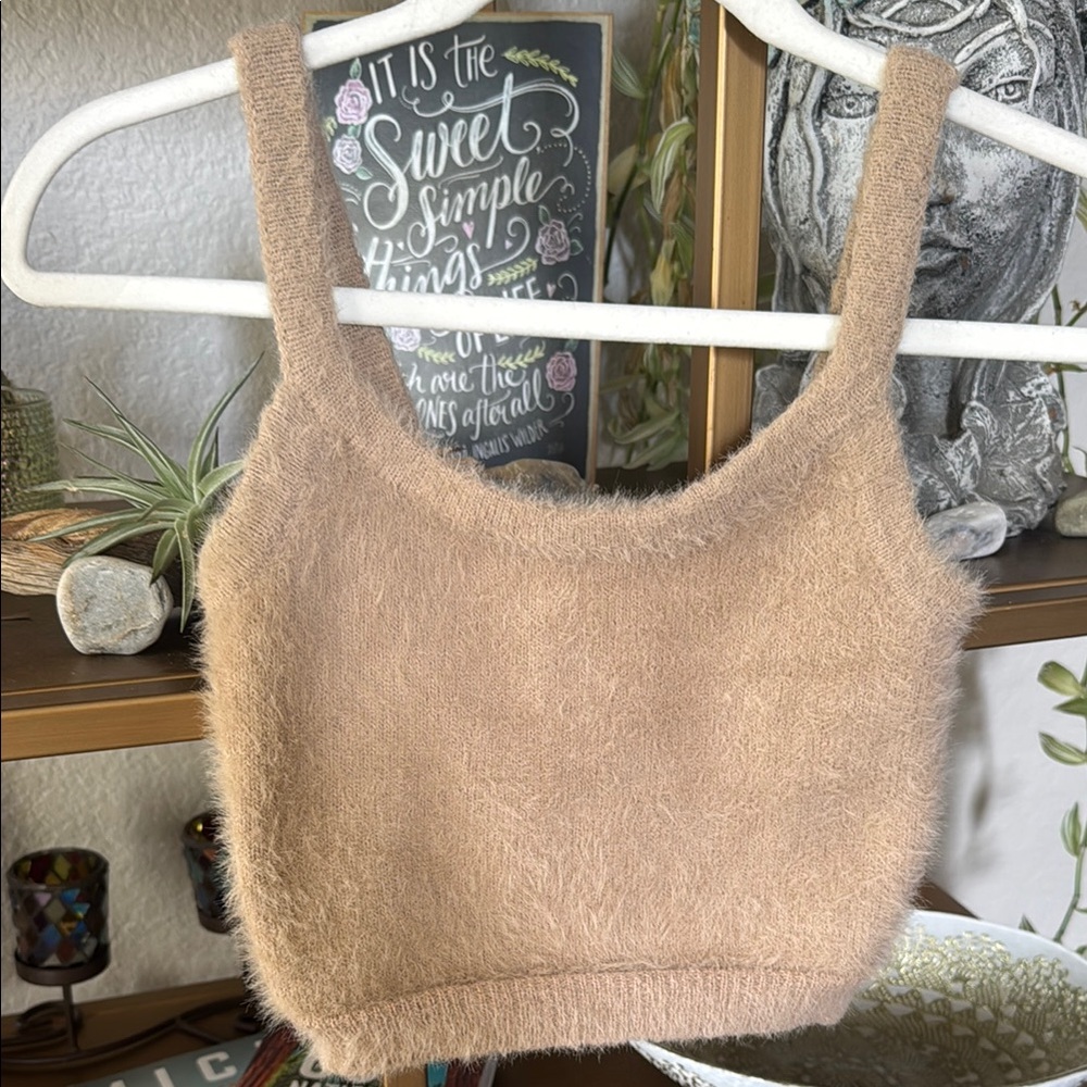 Skylar + Madison Tan Sleeveless Crop Tank